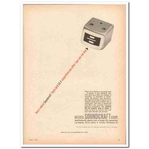 REEVES SOUNDCRAFT CORP 1961 Head Tapes FA-4 outperform vintage ad