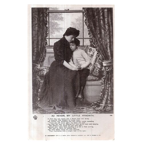 AU REVOIR MY LITTLE HYACINTH..POETRY used antique postcard