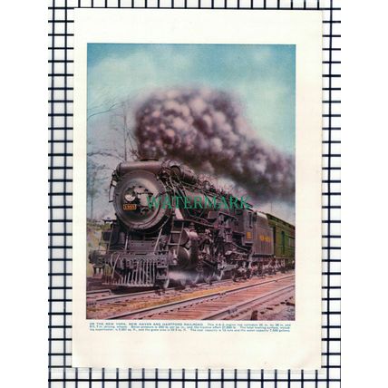 (7308) New York New Haven Hartford Railroad USA Locomotive - 1930s Print