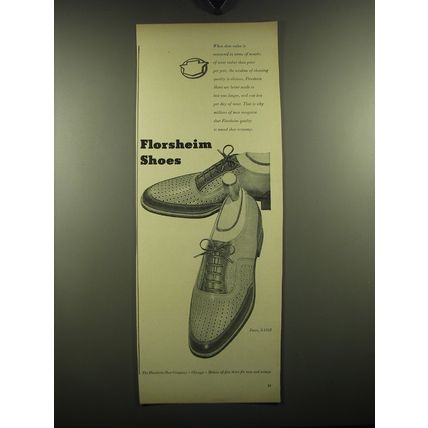 1949 Florsheim Pacer S-1232 Shoes Advertisement