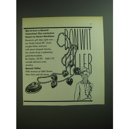 1974 Bonwit Teller Napier Heart-to-heart necklace Ad - She'd love a Bonwit