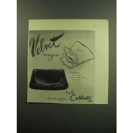 1949 Coblentz Hand bags Ad - Velvet Magic