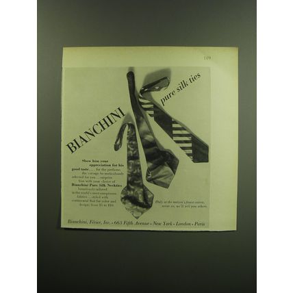 1949 Bianchini Ferier Ties Advertisement - Bianchini pure silk ties