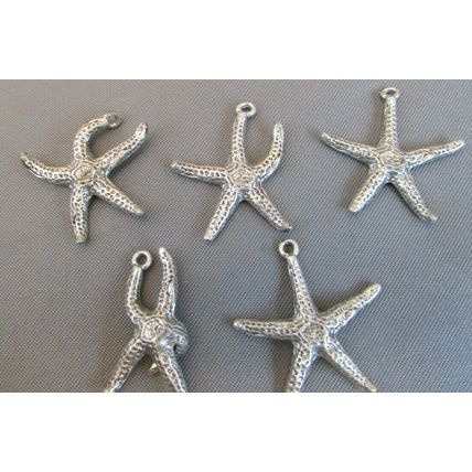 VINTAGE STERLING SILVER 5 STARFISH LOT 3D PENDANT CHARMS SEA OCEAN COAST