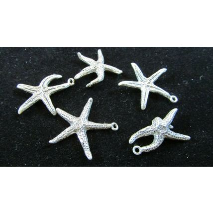 VINTAGE STERLING SILVER 5 STARFISH LOT 3D PENDANT CHARMS SEA OCEAN COAST