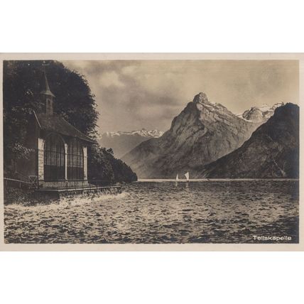 Sailing Boats at Tellskapelle Switzerland Old Postcard