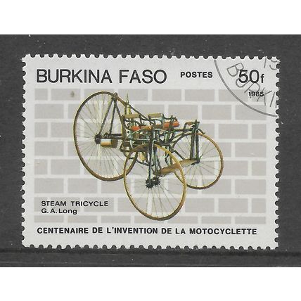 BURKINA FASO CENT MOTOR CYCLE 1985 50F G.A.LONG STEAM TRICYCLE SG766 FINE USED