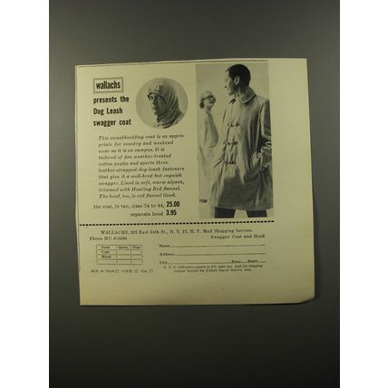 1954 Wallachs Dog Leash Swagger Coat Advertisement