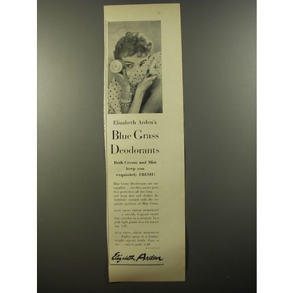 1954 Elizabeth Arden Blue Grass Deodorants Advertisement