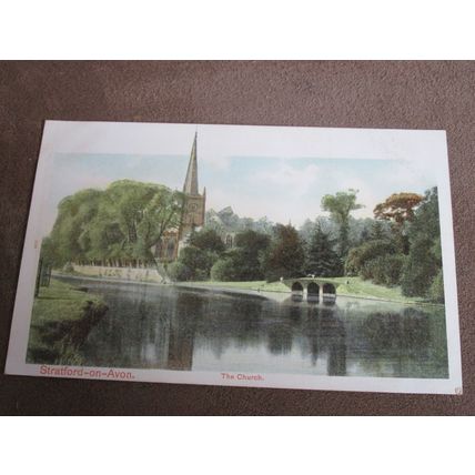 Early Peacock Postcard- Stratford on Avon church, Warwickshire