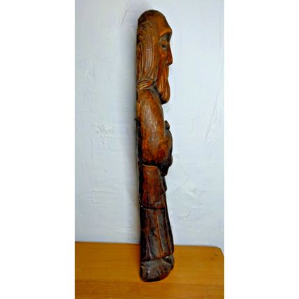 Wood Carving Monk/Religious Figure holding jar. Free Stand or Hanging - Fast Sh!