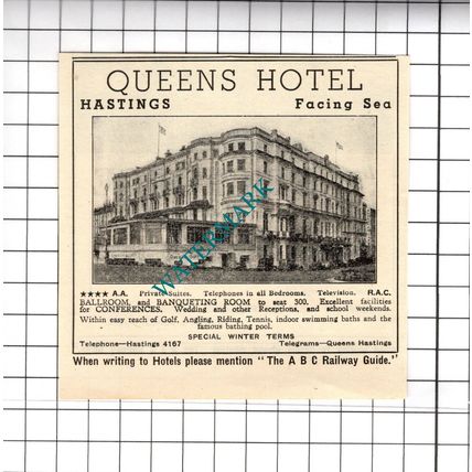 Queens Hotel Hastings Hotel St George Harrogate Ames Small Advert - 1958 Cutting