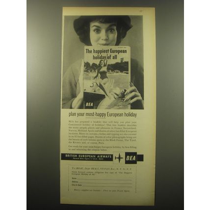 1959 BEA British European Airways Ad - Plan your most-happy European holiday