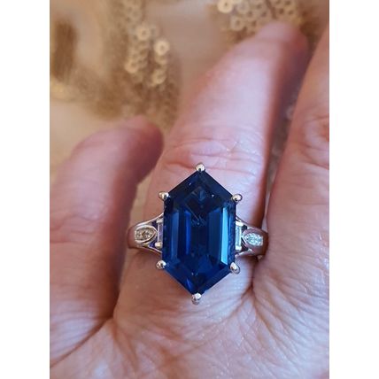 Minas Gerais Twilight Quartz Fancy Cut Ring Sz P½- Q Platinum Overlay 925 Silver