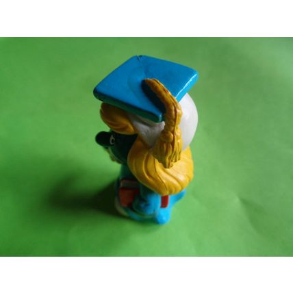 Graduation graduate smurfette in a all blue robe gown and hat