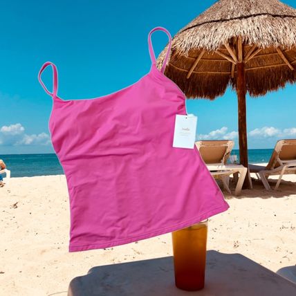 Andie Swim The Longline Tank Top Rogue Pink Eco Nylon Size Small