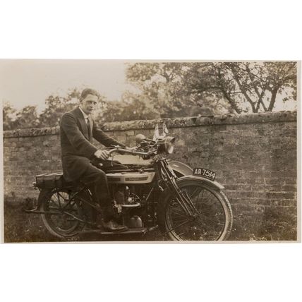 London Mod On Antique Bike Motorcycle Real Photo Old Postcard