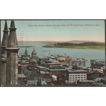View from Notre Dame, Montreal, 1914 - Valentine's Postcard