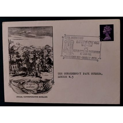 GB 1967 Battle of Edgehill 325th Anniversary special cover and franking