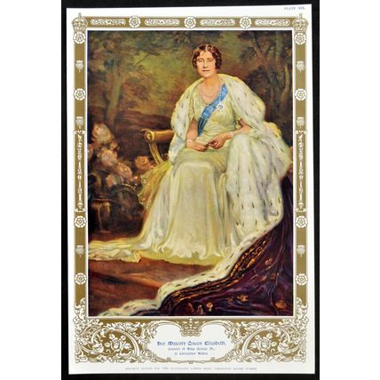 HER MAJESTY QUEEN ELIZABETH, CONSORT OF KING GEORGE VI 1937 PRINT