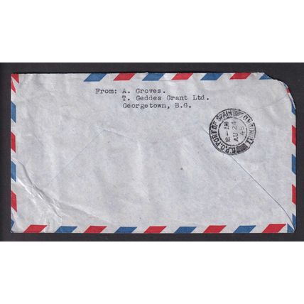 British Guiana KGVI 1945 Air Mail Cover to Trinidad Postal History