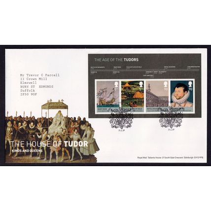 Great Britain QEII 2009 FDC The Age/House of the Tudors Mini Sheet London Pmk