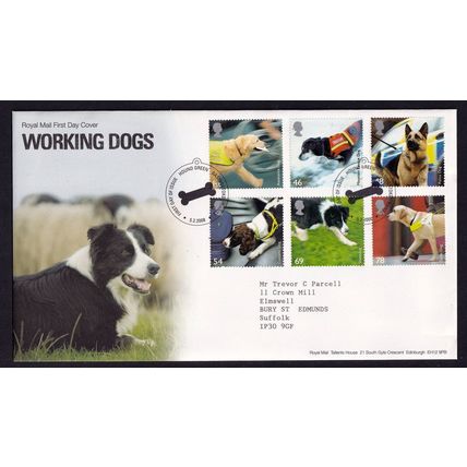 Great Britain QEII 2008 FDC Working Dogs Hound Green Postmark