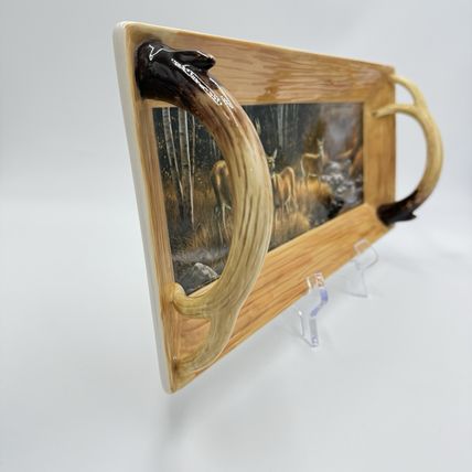 Wild Wings Whitetail Deer Antler Serving Tray Dish Oct Mist 2008 By R Millete