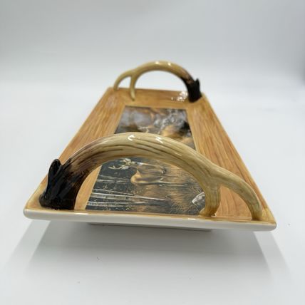 Wild Wings Whitetail Deer Antler Serving Tray Dish Oct Mist 2008 By R Millete