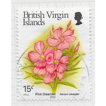 VIRGIN ISLANDS BRITISH 2000 FLOWER PINK OLEANDER 15c USED
