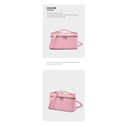 Women's Genuine Leather Makeup Bag Shoulder and Crossbody Phone Bag Pink
