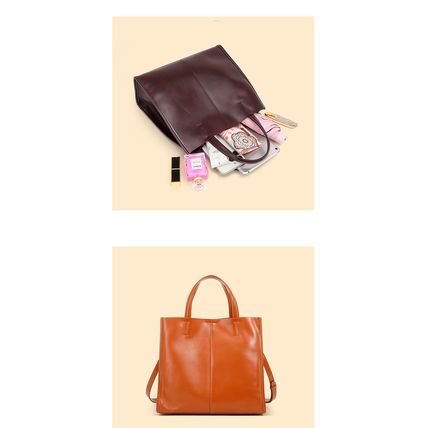 Women Genuine Leather Handbag Orange