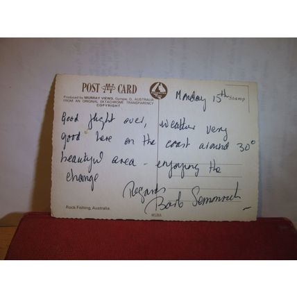 ROCK FISHING, SURF BEACH, BATEMANS BAY, N.S.W. AUSTRALIA used postcard =