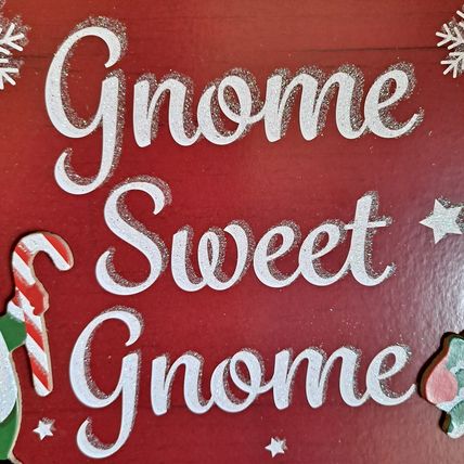 New CHRISTMAS WALL HANGING "Gnome Sweet Gnome" Holiday Decor MDF