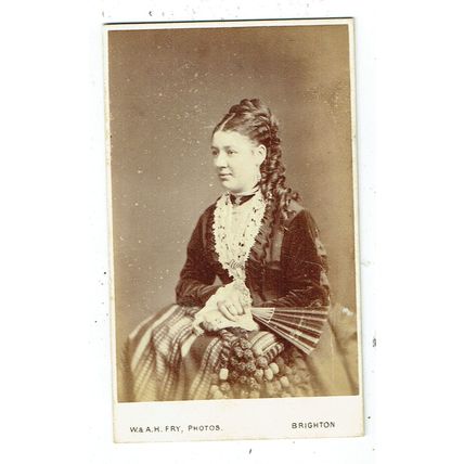 Victorian cdv photo woman holding fan Brighton photographer
