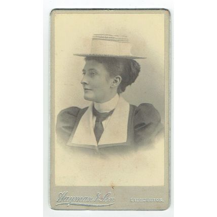 Victorian cdv photo lady wearing hat Launceston photographer