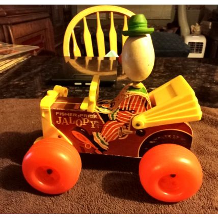 Old Vintage Original Fisher Price Jolly Jalopy # 724 7" Long Working 1965