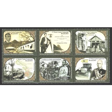 BRAZIL 2015: 150th ANNIVERSARY BIRTH OF RONDON - 1Porte MNH BLOCK OF SIX (G18)