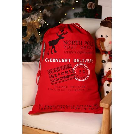 Fiery Red Christmas Drawstring Large Gift Bag