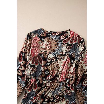 Black Floral Print V Neck Wrap High Waist Maxi Dress