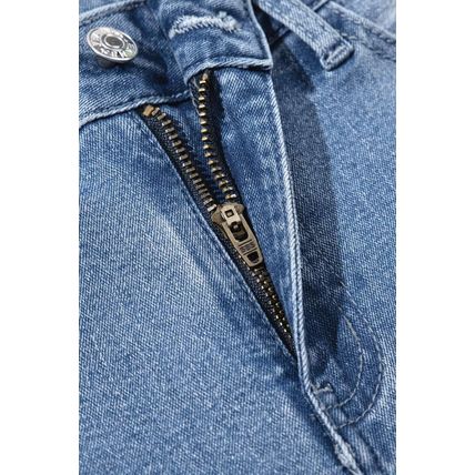 Beau Blue Vintage Stitching Raw Hem Flared Jeans