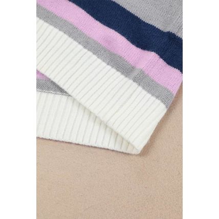Plus Size Striped Hooded Knit Sweater