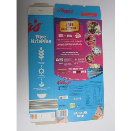 Kellogg`s Rice Krispies 2021 Cereal Box Theme Park Tickets Sealife - legoland
