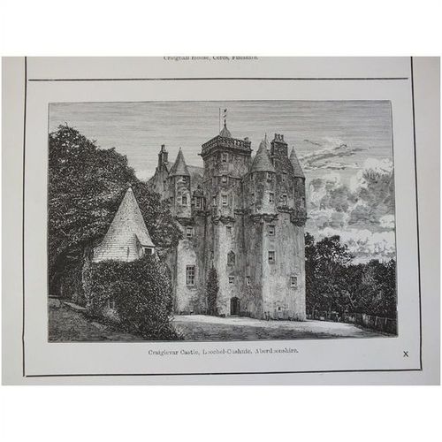 Antique Print - Fifeshire Craighall House / Aberdeenshire, Craigievar Castle