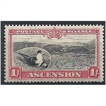 Ascension 1934 SG28 1/- Black & Carmine Mounted Mint...