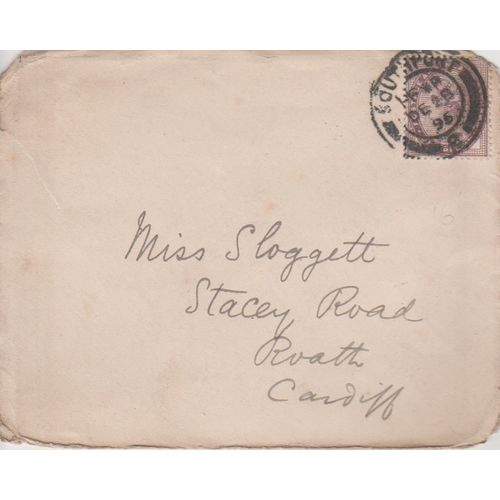 GB 1896 cover Southport to Cardiff with nice 1d Lilac stamp see others