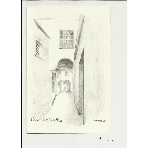 Devon SOUTH MOLTON Market Street Art Postcard by White Rose Studio