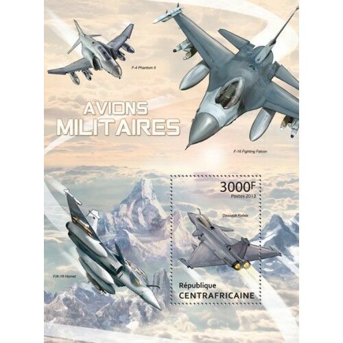 CENTRAL AFRICA 2013 SHEET MNH AVIONS MILITAIRES MILITARY PLANES AVIATION 1A