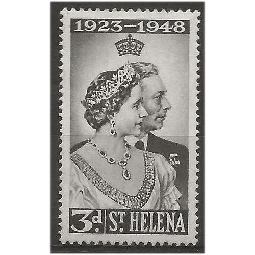 St Helena 1948 SG143 3d Black Royal Silver Wedding Mounted Mint . ..