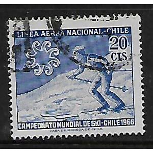CHILE 1965 WORLD SKIING 20c BLUE SKIER CROSSING SLOPE SG 560 FINE USED#2